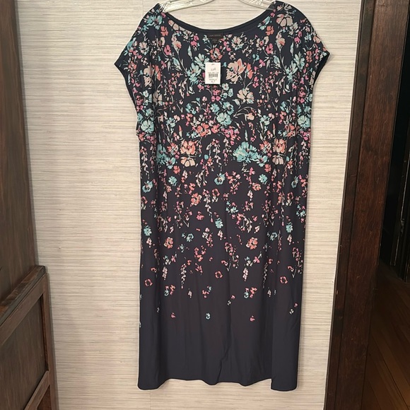 Robe Soleil J Jill Wearever Taille XS - Imprimé Hawaïen Rose Palmier Maille Douce